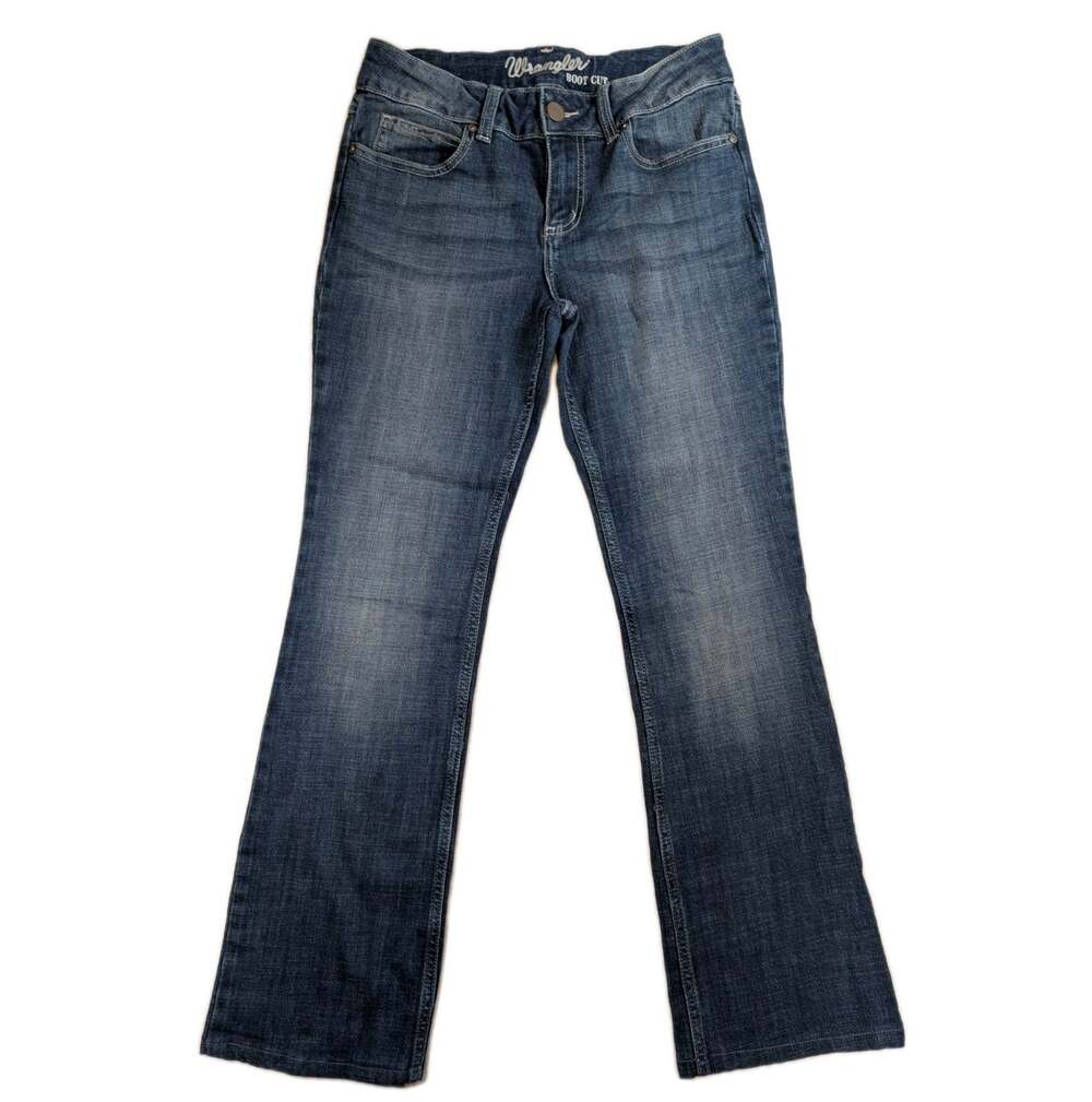Wrangler Bootcut Jeans Womens 7x32 Medium Wash Flare Leg Stretch Denim